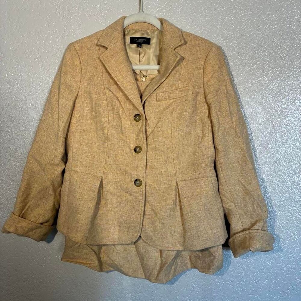 Talbots Women's Cream and Tan Jacket